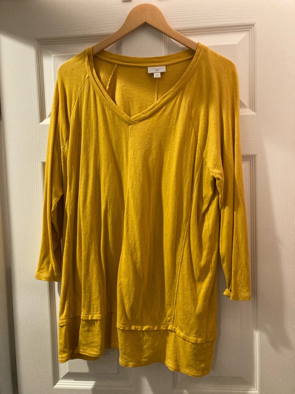 Vince Mustard Yellow V-Neck Long Sleeve Tunic